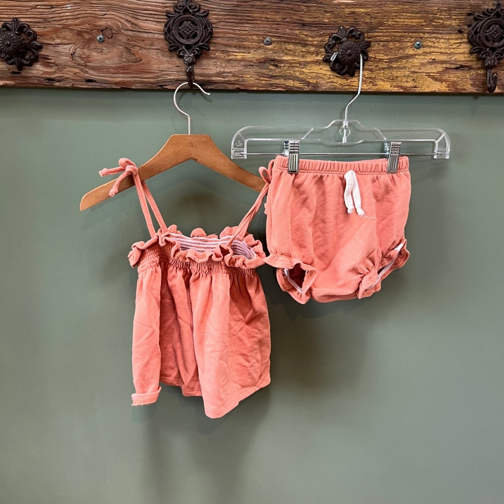 Lulu + Roo Kids Terracotta French Terry Smocked Top‎ and Bloomers Set 4-5Y